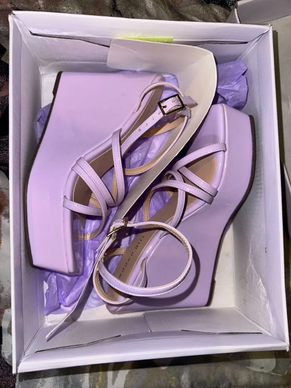 Madden Girl Krush Lavender Patent Platform Wedge Sandals - Size 7